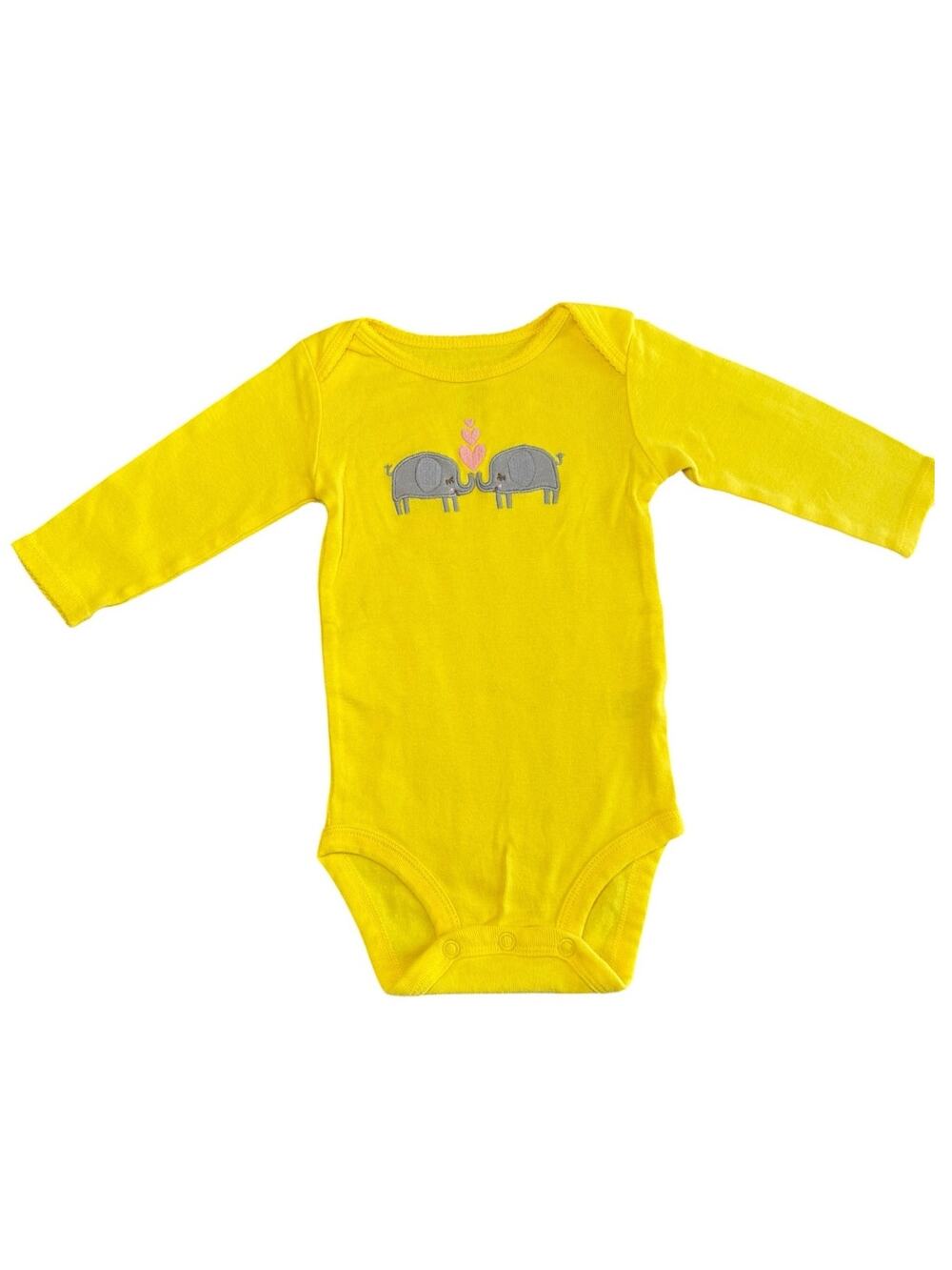 Carters Baby Bodysuit Yellow Elephants Girls Size 6-9 Months